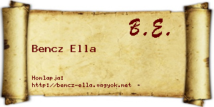Bencz Ella névjegykártya
